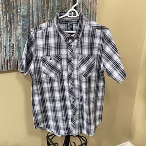Billabong black grey white short sleeve buttondown